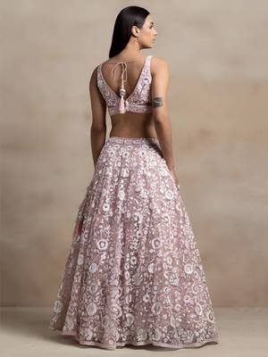 Pink Color Beautiful Heavy Wedding Reception Bridesmaid Soft Net Lehenga 2
