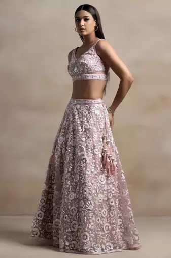 Pink Color Beautiful Heavy Wedding Reception Bridesmaid Soft Net Lehenga