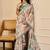 Peach cotton blend geometric print saree with blouse