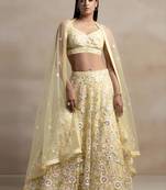 Yellow Color Beautiful Heavy Wedding Reception Bridesmaid Soft Net Lehenga