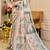 Peach cotton blend geometric print saree with blouse