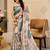 Peach cotton blend geometric print saree with blouse