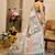 Peach cotton blend geometric print saree with blouse
