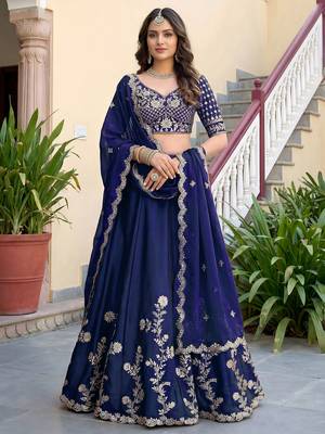 Blue Color Smart Bridesmaid Rangoli Silk Lehenga Choli For Trendy Wedding Looks 1
