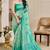Sea green cotton blend geometric print saree with blouse