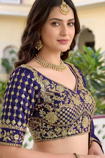 Blue Color Smart Bridesmaid Rangoli Silk Lehenga Choli For Trendy Wedding Looks