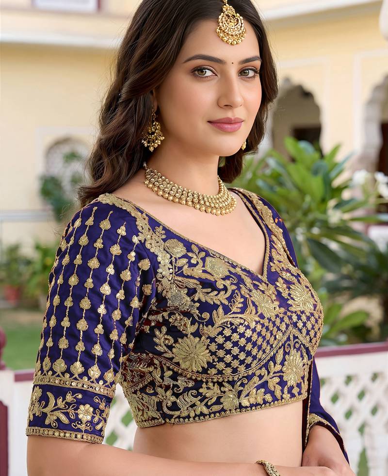 Blue Color Smart Bridesmaid Rangoli Silk Lehenga Choli For Trendy Wedding Looks