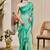 Sea green cotton blend geometric print saree with blouse