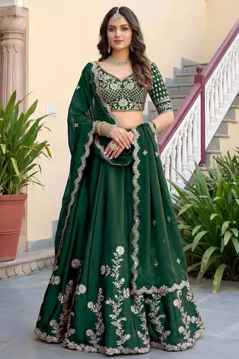 Green Color Smart Bridesmaid Rangoli Silk Lehenga Choli For Trendy Wedding Looks