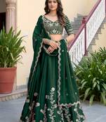 Green Color Smart Bridesmaid Rangoli Silk Lehenga Choli For Trendy Wedding Looks