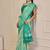 Sea green cotton blend geometric print saree with blouse