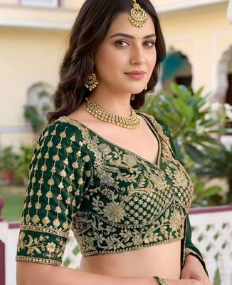 Green Color Smart Bridesmaid Rangoli Silk Lehenga Choli For Trendy Wedding Looks 3