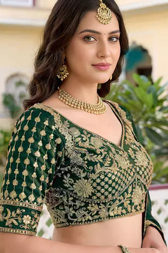 Green Color Smart Bridesmaid Rangoli Silk Lehenga Choli For Trendy Wedding Looks