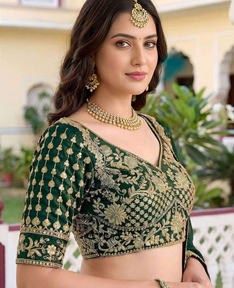 Green Color Smart Bridesmaid Rangoli Silk Lehenga Choli For Trendy Wedding Looks