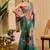 Red cotton blend geometric print saree with blouse