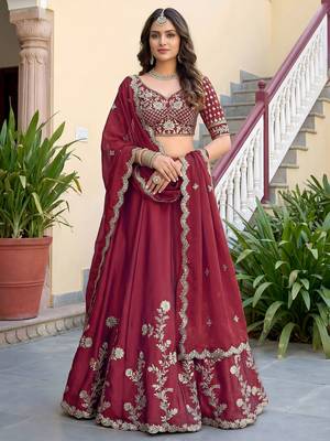 Maroon Color Smart Bridesmaid Rangoli Silk Lehenga Choli For Trendy Wedding Looks 1
