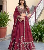 Maroon Color Smart Bridesmaid Rangoli Silk Lehenga Choli For Trendy Wedding Looks