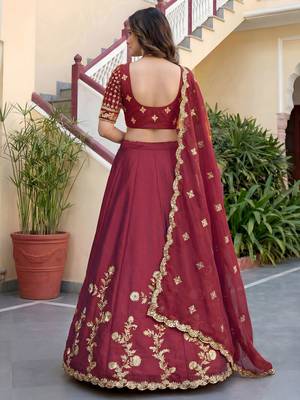 Maroon Color Smart Bridesmaid Rangoli Silk Lehenga Choli For Trendy Wedding Looks 2