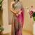 Grey cotton blend geometric print saree with blouse