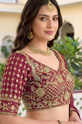 Maroon Color Smart Bridesmaid Rangoli Silk Lehenga Choli For Trendy Wedding Looks