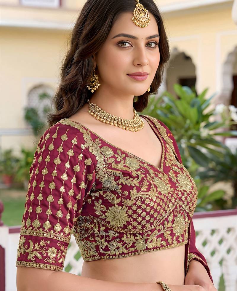 Maroon Color Smart Bridesmaid Rangoli Silk Lehenga Choli For Trendy Wedding Looks