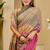 Grey cotton blend geometric print saree with blouse