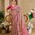 Pink cotton blend floral print saree with blouse