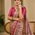 Pink cotton blend floral print saree with blouse