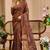 Brown cotton blend geometric print saree with blouse