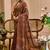 Brown cotton blend geometric print saree with blouse