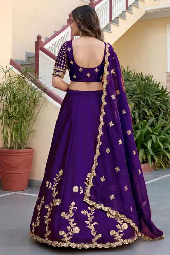 Purple Color Smart Bridesmaid Rangoli Silk Lehenga Choli For Trendy Wedding Looks