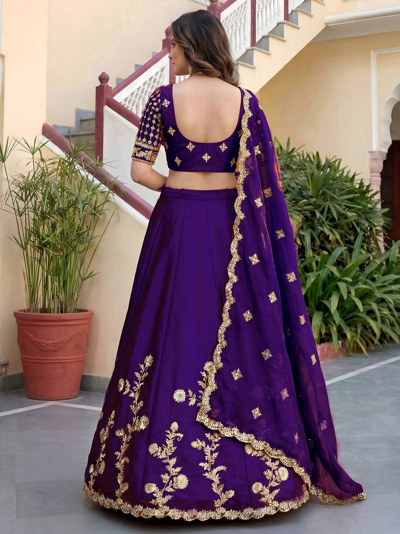 Purple Color Smart Bridesmaid Rangoli Silk Lehenga Choli For Trendy Wedding Looks