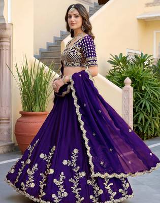 Purple Color Smart Bridesmaid Rangoli Silk Lehenga Choli For Trendy Wedding Looks 4