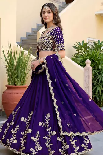 Purple Color Smart Bridesmaid Rangoli Silk Lehenga Choli For Trendy Wedding Looks