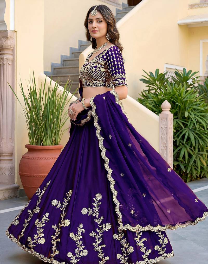 Purple Color Smart Bridesmaid Rangoli Silk Lehenga Choli For Trendy Wedding Looks