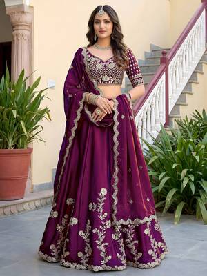 Wine Color Smart Bridesmaid Rangoli Silk Lehenga Choli For Trendy Wedding Looks 1