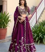 Wine Color Smart Bridesmaid Rangoli Silk Lehenga Choli For Trendy Wedding Looks