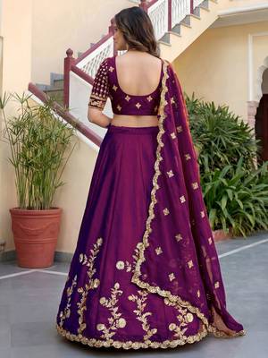 Wine Color Smart Bridesmaid Rangoli Silk Lehenga Choli For Trendy Wedding Looks 2