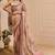 Beige cotton blend floral print saree with blouse