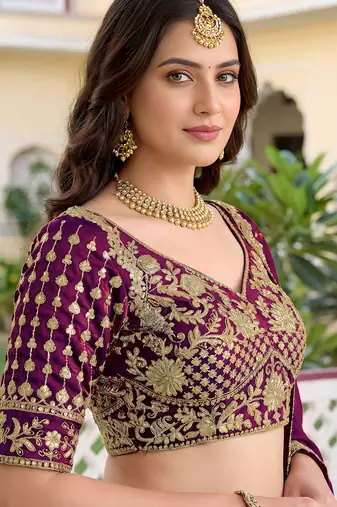 Wine Color Smart Bridesmaid Rangoli Silk Lehenga Choli For Trendy Wedding Looks
