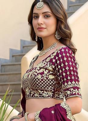Wine Color Smart Bridesmaid Rangoli Silk Lehenga Choli For Trendy Wedding Looks 4