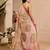 Beige cotton blend floral print saree with blouse