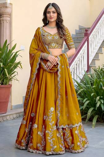 Yellow Color Smart Bridesmaid Rangoli Silk Lehenga Choli For Trendy Wedding Looks