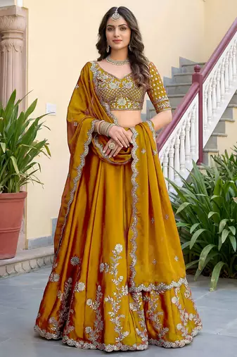 Yellow Color Smart Bridesmaid Rangoli Silk Lehenga Choli For Trendy Wedding Looks