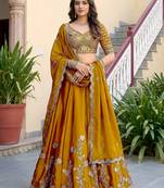 Yellow Color Smart Bridesmaid Rangoli Silk Lehenga Choli For Trendy Wedding Looks