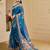 Blue cotton blend floral print saree with blouse