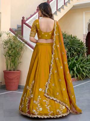 Yellow Color Smart Bridesmaid Rangoli Silk Lehenga Choli For Trendy Wedding Looks 2