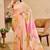 Cream cotton blend floral print saree with blouse
