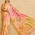 Cream cotton blend floral print saree with blouse