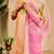 Cream cotton blend floral print saree with blouse